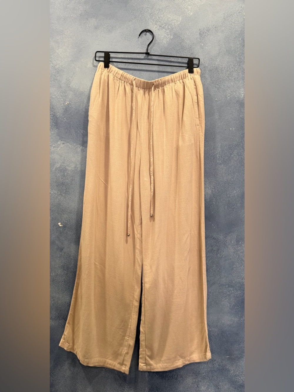 Lillusory Coastal Beige Wide Leg Drawstring Pants L
